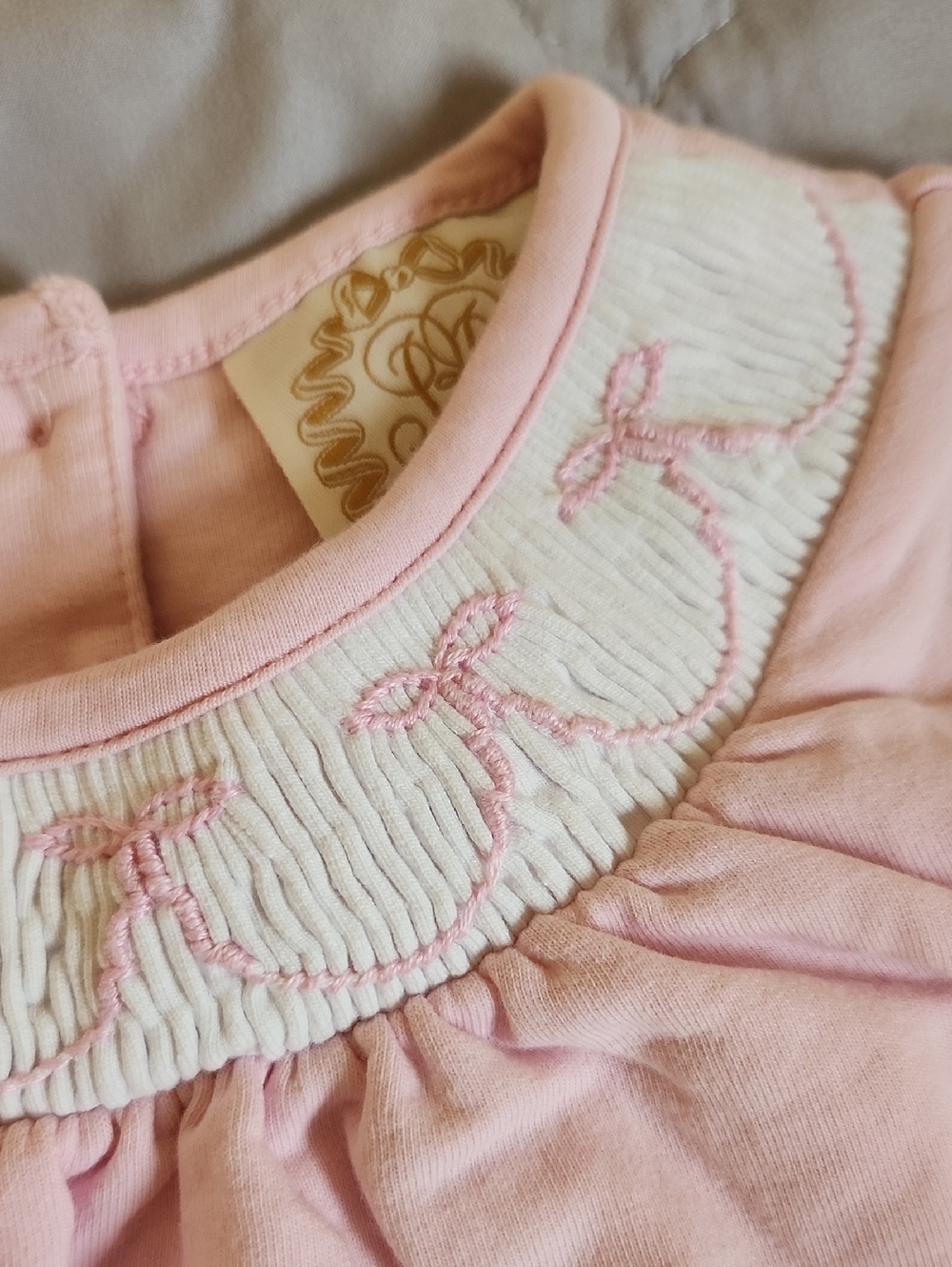 The Beaufort Bonnet Company Pink Smocked Neck Bubble - Picture 3 of 6